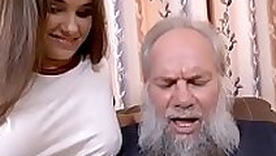 Grandpa here a grey beard fucking a curvy teen babe