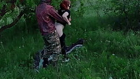 A cute sports woman ran into a sex hunter