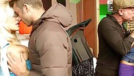 Old Guy and Stepson Seduce several Bombshells to Swap in Foursome