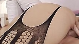 Stocking teen anal action