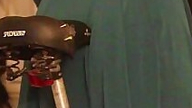 Step descendant learning to ride bike grinds in undershorts