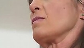 Older woman Mariana riding a dig up wild