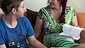 OldNanny Lesbian granny and teen with huge dildo