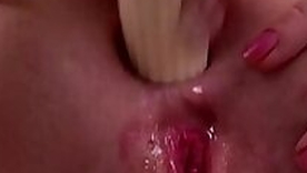 Cristal Puts A Corn On the Cob Dildo Inside Marys Butt - Lesbian Anal