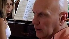 Skinny teen girl surpassing top riding neglected an old strong pecker