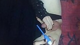 me crossdresser gets my ass taken anent an increment of fisted anent urethral vibrator in a difficulty flannel