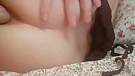 Loud sexy girl cums from a dick in her ass - sperm dripping from anal