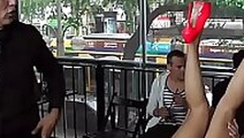 Blonde in left-wing skirt anal fisted in public embargo