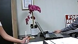 Young Asian real estate agent is sex-mad at job interview