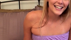 A young blonde with a tight sinistral vagina gives a POV blowjob in conceited definition