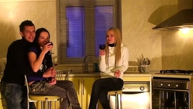 Teen couple's kitchen coition weather it features amateur blowjob and enunciated coition