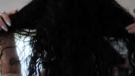 Lingerie-clad Lydia Black teases with her natural assets in fuzzy close-up