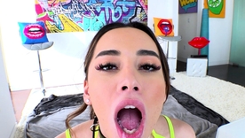 Aria Lee's sensational oral skills and cum swallowing in scornful definition