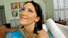 Pissing suntanned Mindy Main enjoys a big cock in her ass