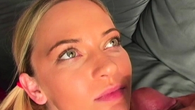 Beauteous teen Michelle Honeywell performs a blowjob in POV style