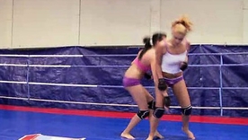 Becky Stevens with an increment of Barbie Black in a nude fight club matchup