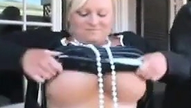 Public display of large breasts with the addition of pissing during Mardi Gras celebration