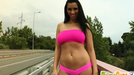 Lisa Sparkle's big natural soul caper as she rides a taxi cab's large load of shit wide cumshot