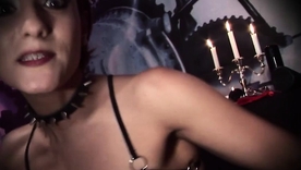 Jana Bach's sensual solo show with vibrant red see red and natural bosom