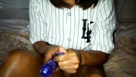 Asian teen explores her sexuality with self-pleasure and oral skills