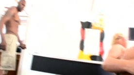 Blonde beauty Preferred Tucci gives a lustful blowjob and handjob up a black cock