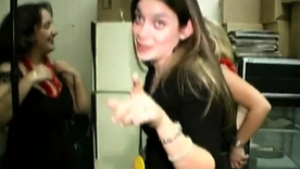 Mardi Gras themed layman blear featuring a brunette teen with big boobs