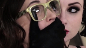 Young brunette Georgia Jones submits to latex femdom on touching BDSM video