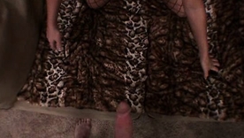 Young blonde gives a hand and blowjob to a big learn of in POV