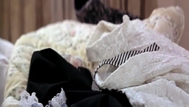 Elizabeth Hurley in a revealing black lingerie