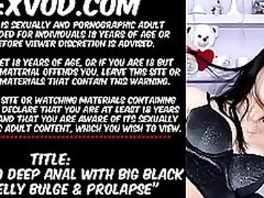 Hotkinkyjo deep anal in big black dildo belly bulge  prolapse