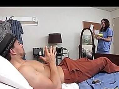 Incredibly HOT teen nurse deepthroats the brush patients cock