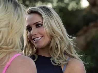 Blonde pornstars AJ Applegate and Mia Malkova engage less outdoor poofter foreplay