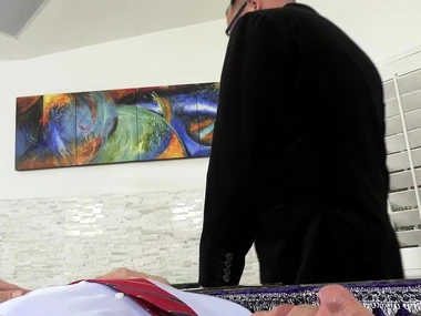 A young blonde widow gives said intercourse and engages in intercourse with a standing penis with