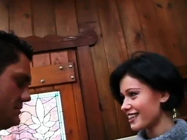 Monica Cameron's kitchen encounter with rough pounding with the addition of blowjob