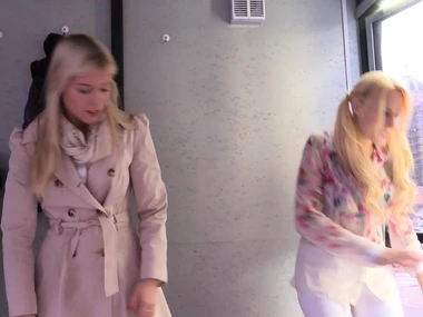 Blonde angels pet in outdoor lesbian kneading