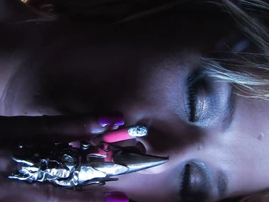 Stunning pornstar Shyla Stylez in a sensual smoking solo