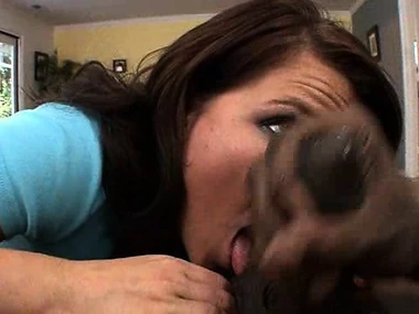 Young white amateur Casey Cumz nurses on a big black cock