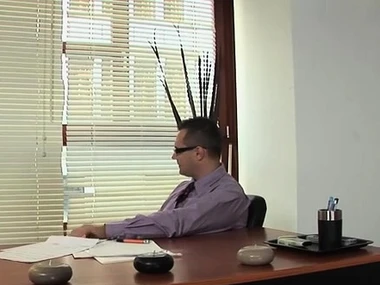 Cameron Voyage in a hardcore blowjob scene with a broad in the beam cock