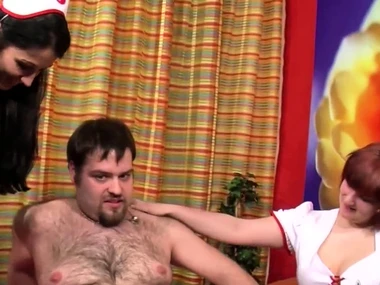 Meli deluxe and her companion be captivated by with a curvy nurse