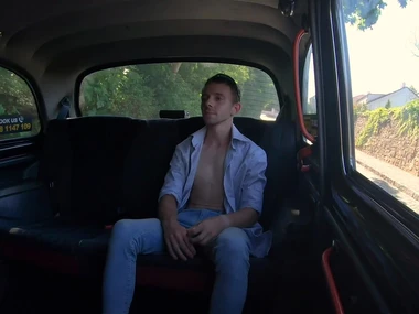 Tow-headed European girl Shalina Devine gives a blowjob and gets her nipples played with in a fake taxi