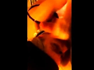 Russian tiro woman gives a blowjob to a black man