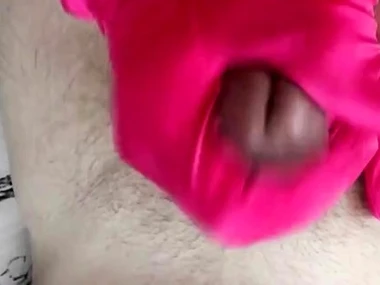 Maria Moore's sensual handjob in pink satin glove