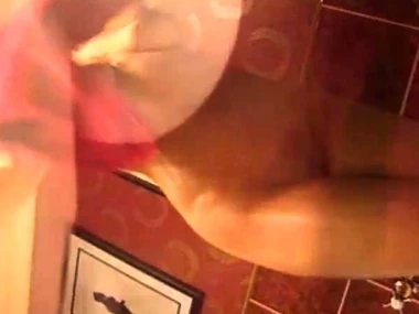 Karen White's seductive striptease in stockings