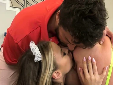 Blonde wife gets caught most important with the addition of costs joins in for a threesome