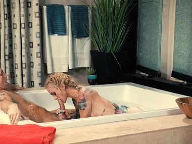 Blonde pornstar Sarah Jessie gives a sensual massage to her client, leading to a passionate encounter in various positions, in addition an intense ass fuck.