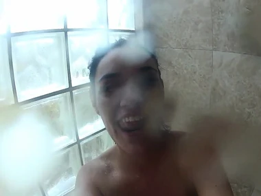 Curvy brunette Charley Chase's self-pleasure shower