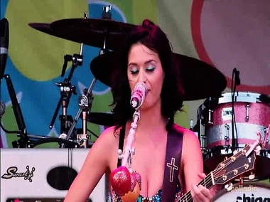 Katy Perry's public performance involving a revealing tackle