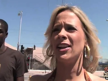 Interracial encounter with blonde amateur Payton Leigh in public