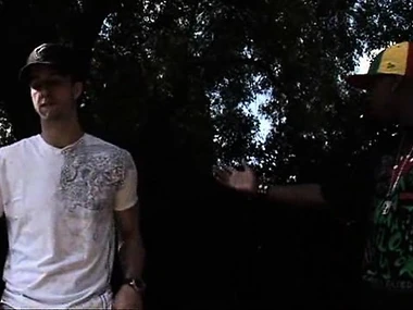 Angelina Valentine enjoys a poolside triplet with two well-endowed men