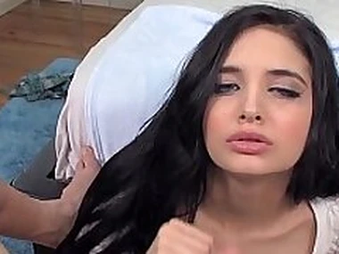Wasting away teen Zoey Kush swallowing cum for breakfast